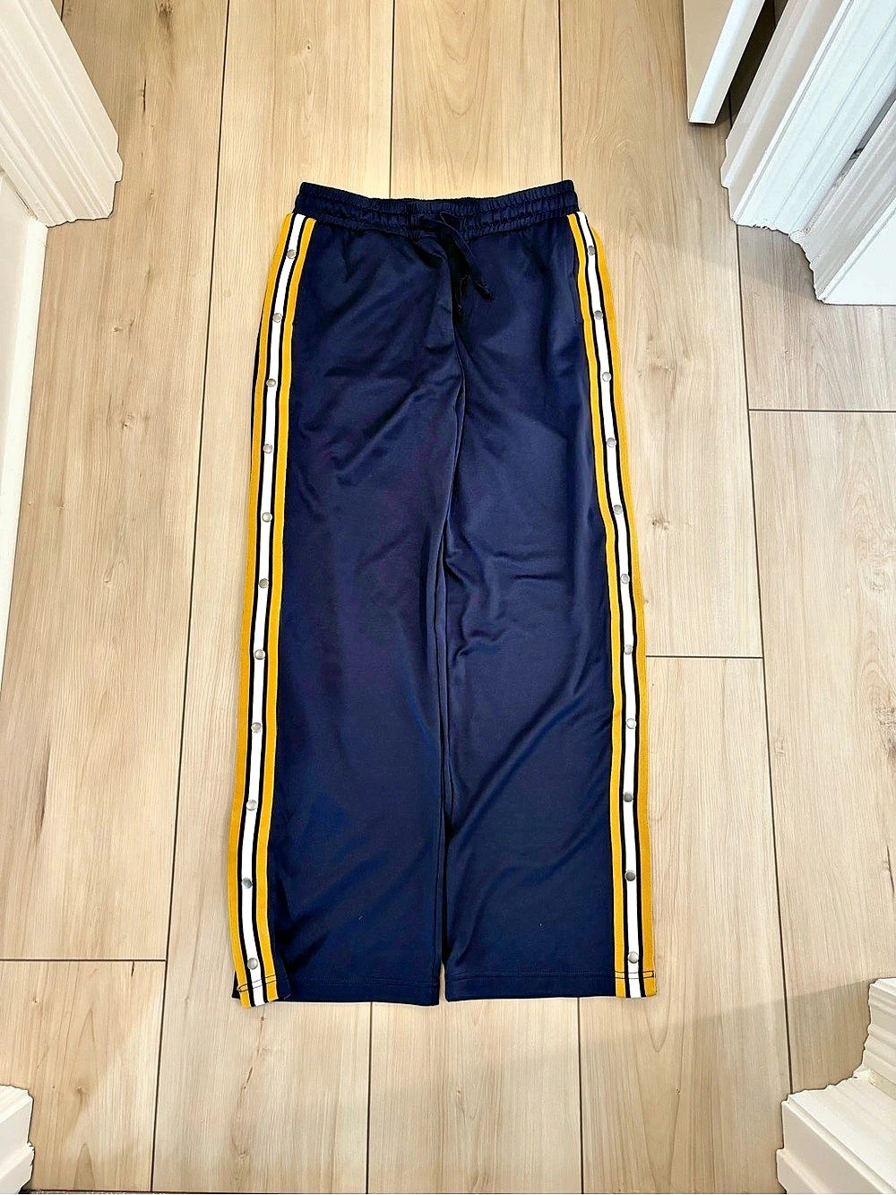 American Eagle Y2K tear away snap baggy Track Pants Blue & Yellow Size Medium